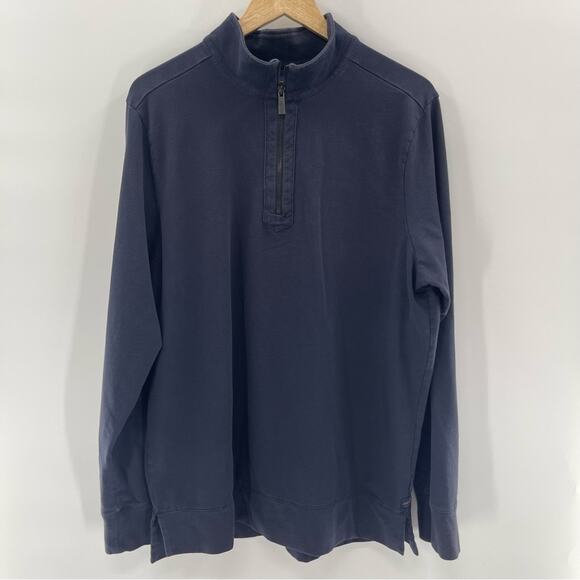 Good Man Brand Preppy Navy Blue Pro Slim 1/4 Zip Business Casual Pullover XL - Picture 2 of 10